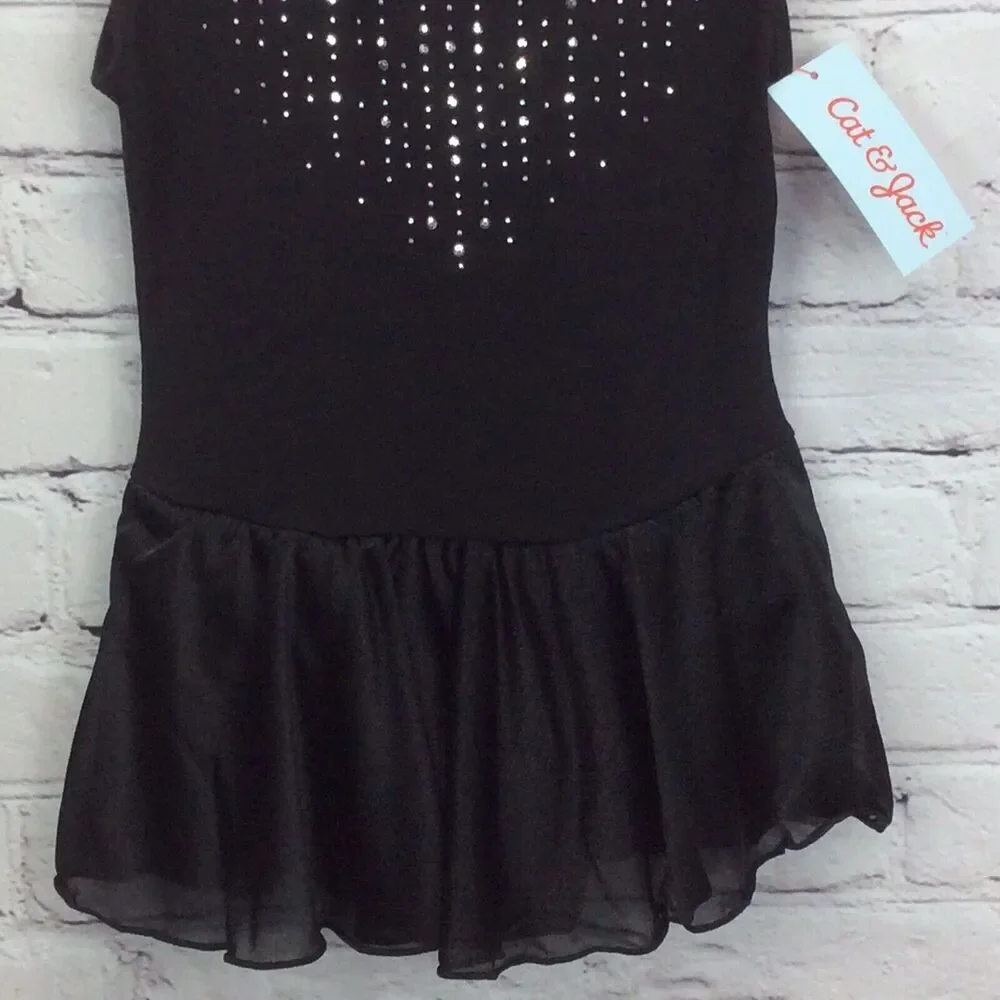 Cat & Jack Girls Tank Leotard Black Ballet Dance Gymnastics Bodysuit Sz S (6/6x)